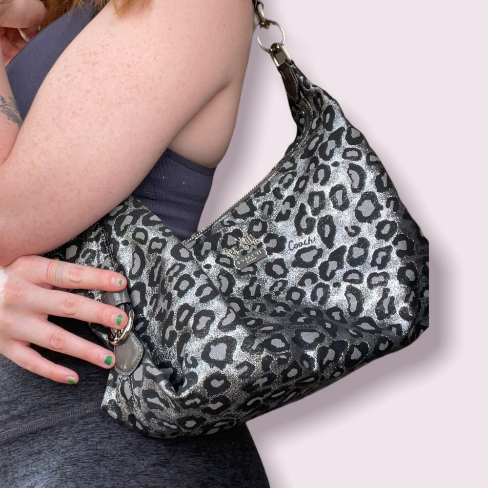 Coach Cheetah Print Silver Purse
